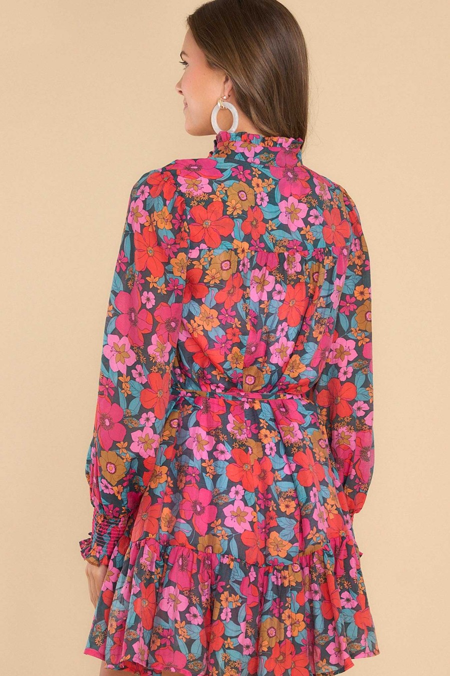 Clothing Red Dress Mini Dresses | Give Me Some Hope Multi Floral Print Dress Red