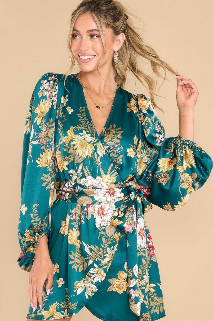 Clothing Red Dress Mini Dresses | Not This Time Floral Dress Green