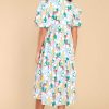 Clothing Aura Midi Dresses | Eyes In Paradise Multi Print Midi Dress Sky Blue