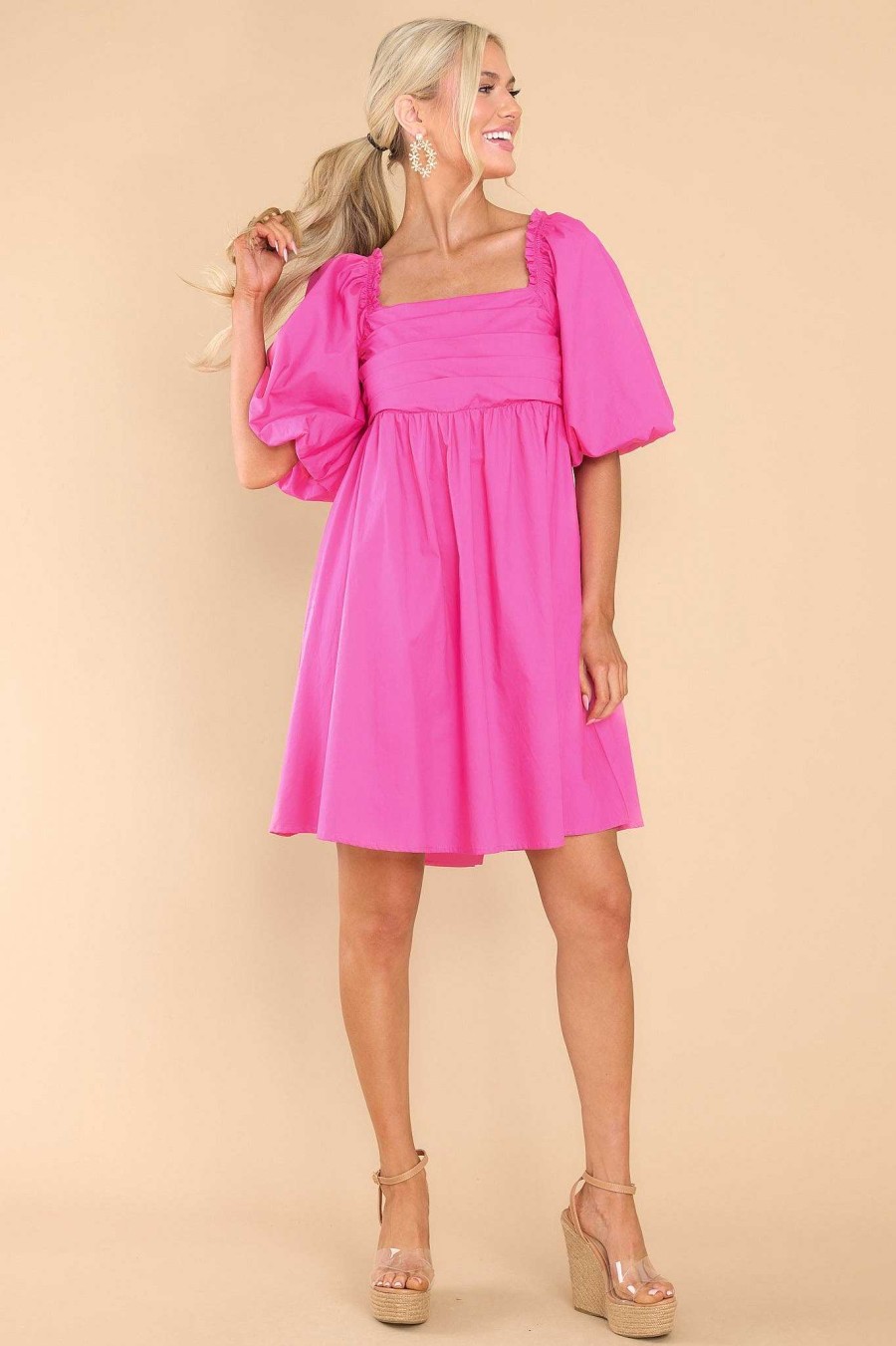 Clothing Red Dress Mini Dresses | That Warm Glow Pink Dress Hot Pink