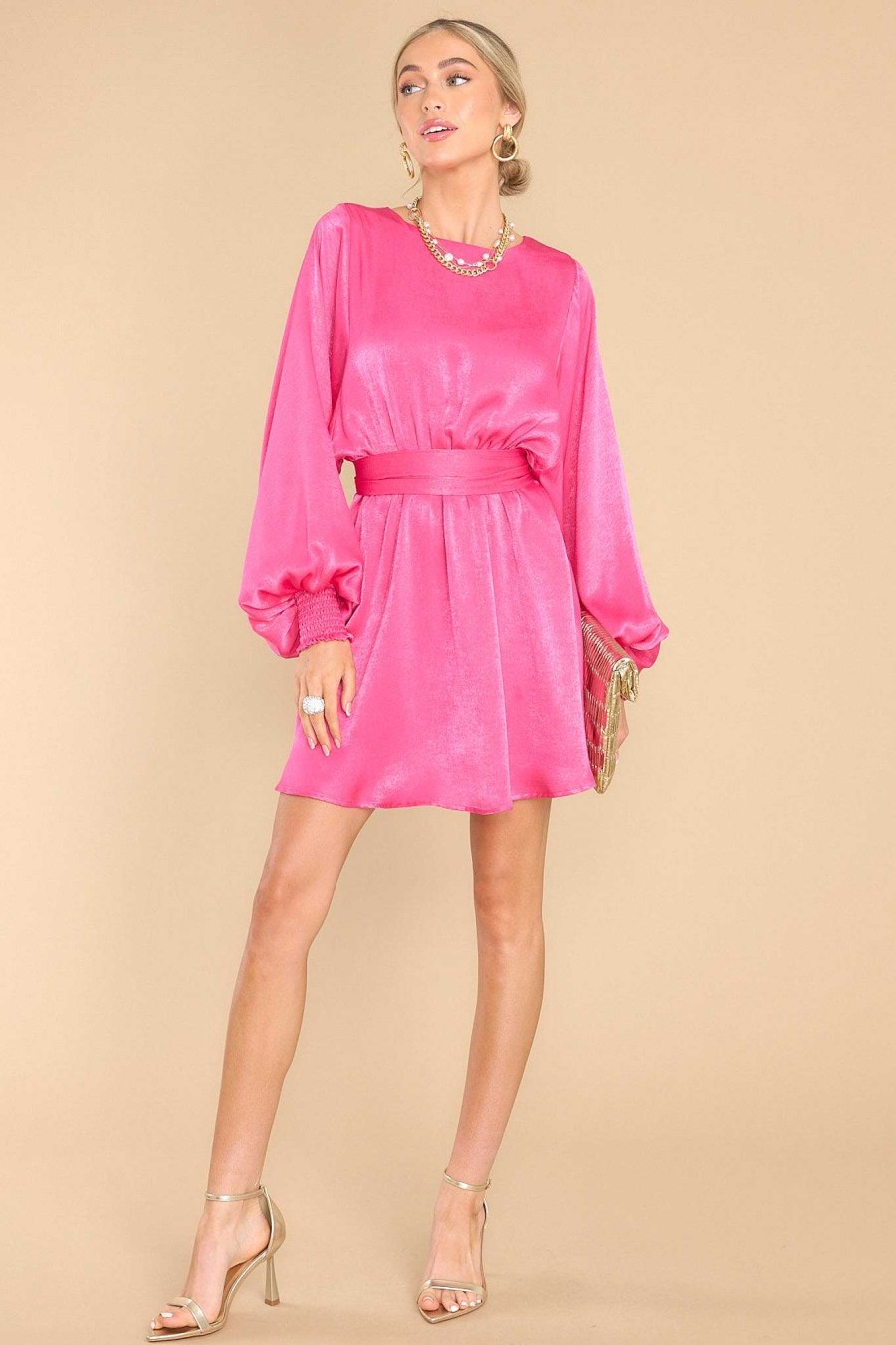 Clothing Aura Mini Dresses | The Lucky One Dress Hot Pink