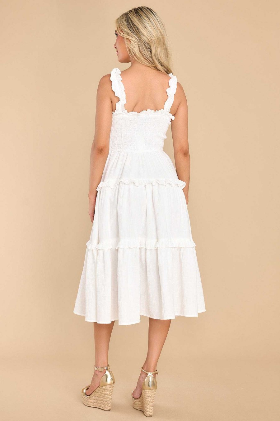 Clothing Red Dress Midi Dresses | Sweet Sentiment Midi Dress White